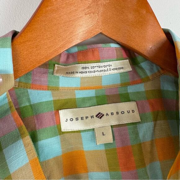 Joseph Abboud Plaid Colorful Short Sleeve Men's Shirt ~ L - Picture 5 of 11